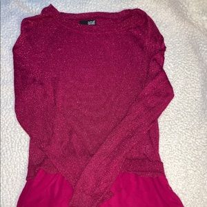 A.N.A | Sparkly Pink Sweater with Sheer Accents